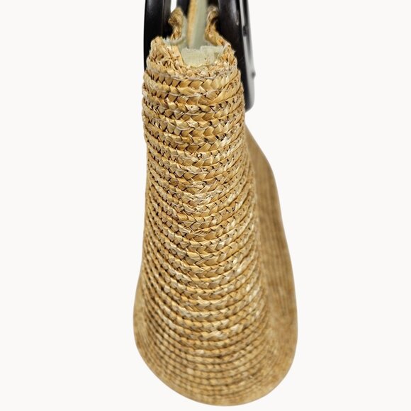 Wicker Wood Handled Handbag Boho Cottagecore Inner Pockets Beach Vacation Trip - Picture 15 of 16